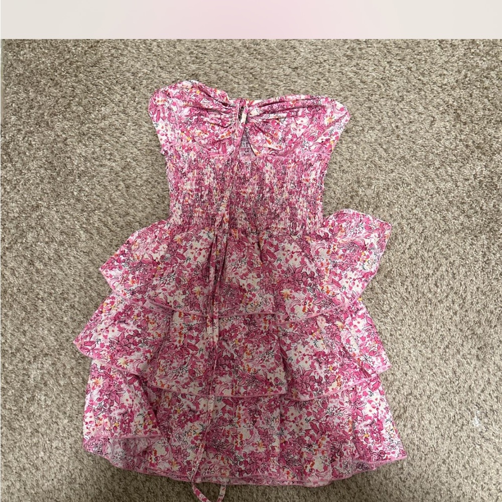 SHEIN Pink Floral Strapless Dress